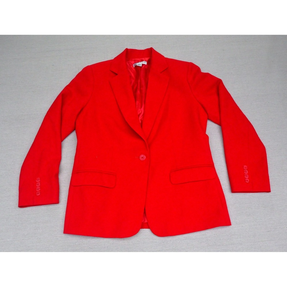 Pendleton Petite Vintage 90s Womens 6P Red 100% Virgin Wool Blazer Notch Lapel